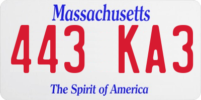 MA license plate 443KA3