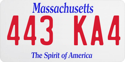 MA license plate 443KA4