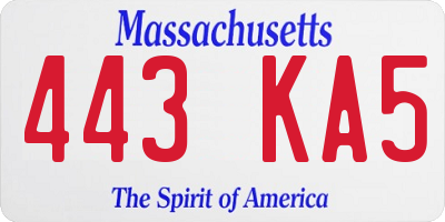 MA license plate 443KA5