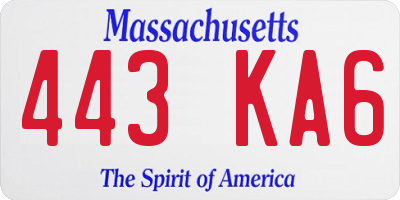MA license plate 443KA6