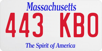 MA license plate 443KB0