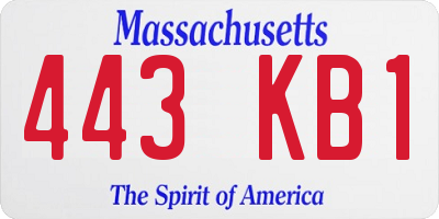 MA license plate 443KB1