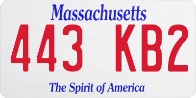 MA license plate 443KB2
