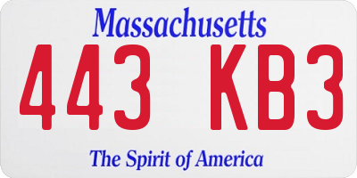 MA license plate 443KB3