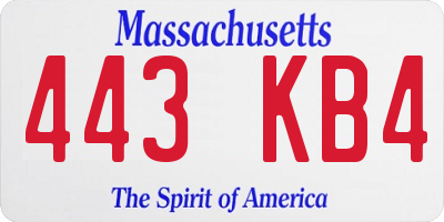 MA license plate 443KB4