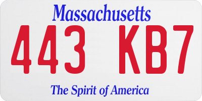 MA license plate 443KB7