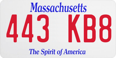 MA license plate 443KB8