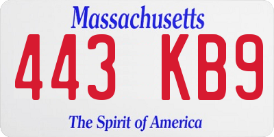 MA license plate 443KB9