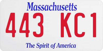 MA license plate 443KC1