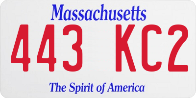 MA license plate 443KC2