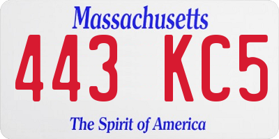 MA license plate 443KC5