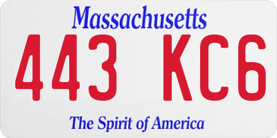 MA license plate 443KC6