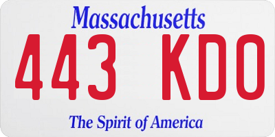 MA license plate 443KD0