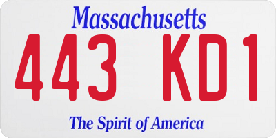 MA license plate 443KD1