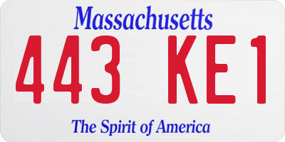 MA license plate 443KE1