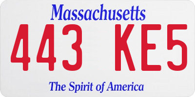 MA license plate 443KE5