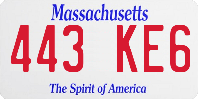 MA license plate 443KE6