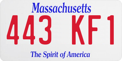 MA license plate 443KF1
