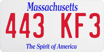 MA license plate 443KF3