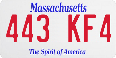 MA license plate 443KF4