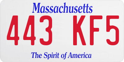 MA license plate 443KF5
