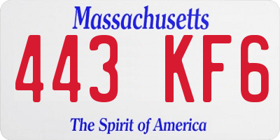 MA license plate 443KF6