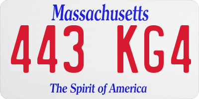 MA license plate 443KG4