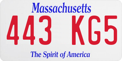 MA license plate 443KG5