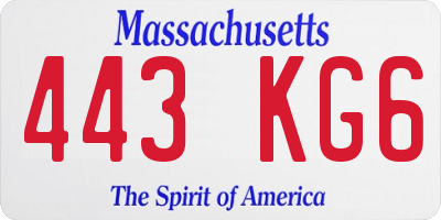 MA license plate 443KG6
