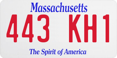 MA license plate 443KH1