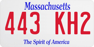 MA license plate 443KH2