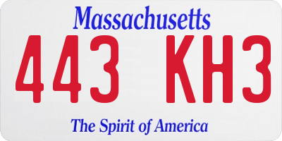 MA license plate 443KH3