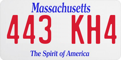 MA license plate 443KH4