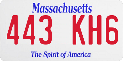 MA license plate 443KH6