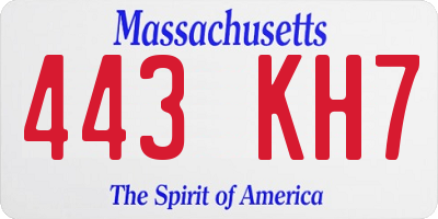MA license plate 443KH7