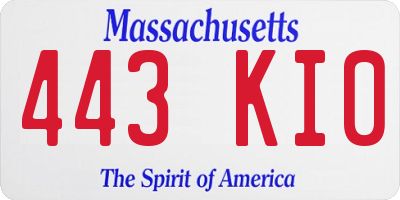 MA license plate 443KI0