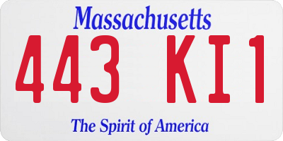 MA license plate 443KI1