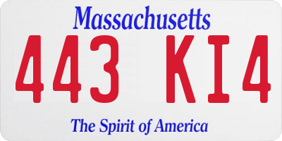MA license plate 443KI4