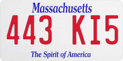 MA license plate 443KI5