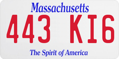 MA license plate 443KI6