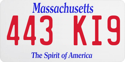 MA license plate 443KI9