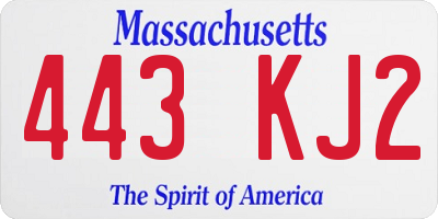 MA license plate 443KJ2