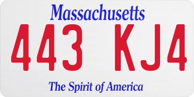 MA license plate 443KJ4