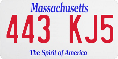 MA license plate 443KJ5