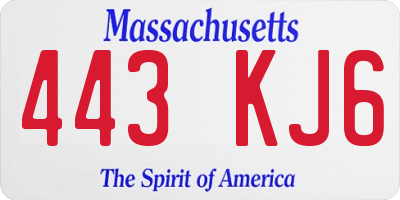 MA license plate 443KJ6
