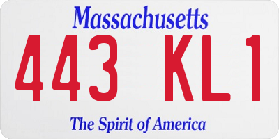 MA license plate 443KL1