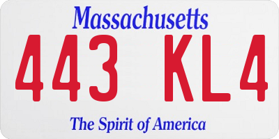 MA license plate 443KL4