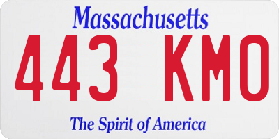 MA license plate 443KM0