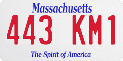 MA license plate 443KM1