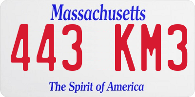 MA license plate 443KM3